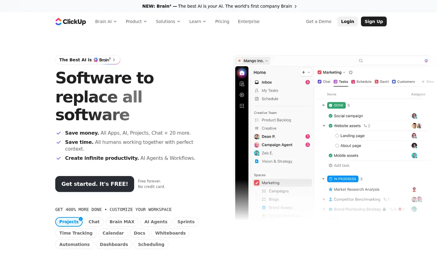 Screenshot of clickup.com