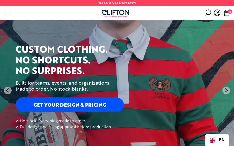 Screenshot of cliftoncustom.com