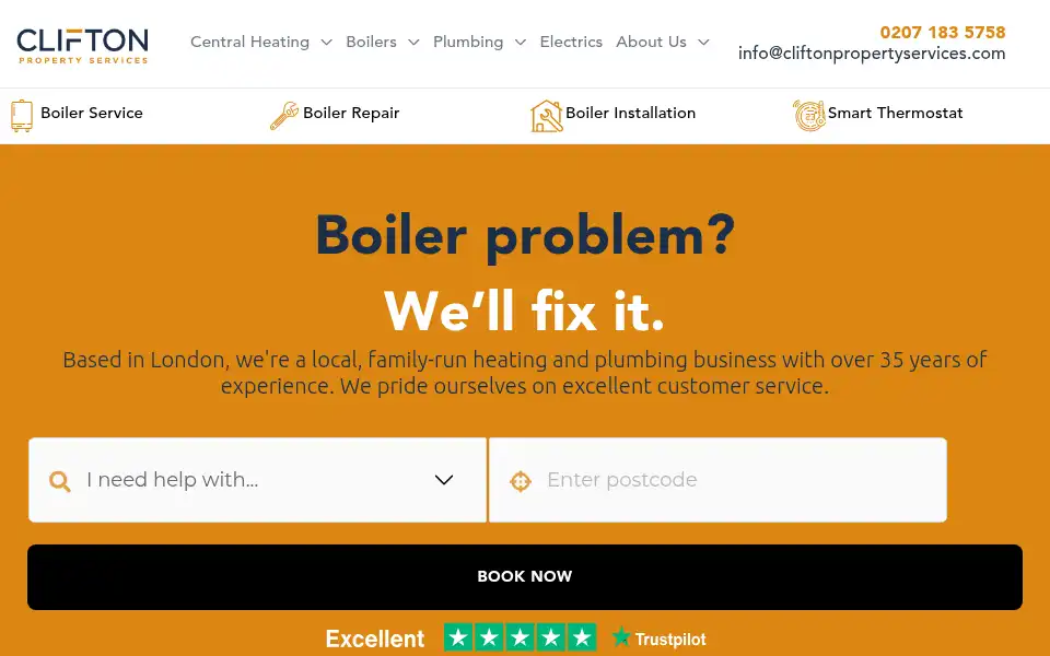 Screenshot of cliftonpropertyservices.co.uk