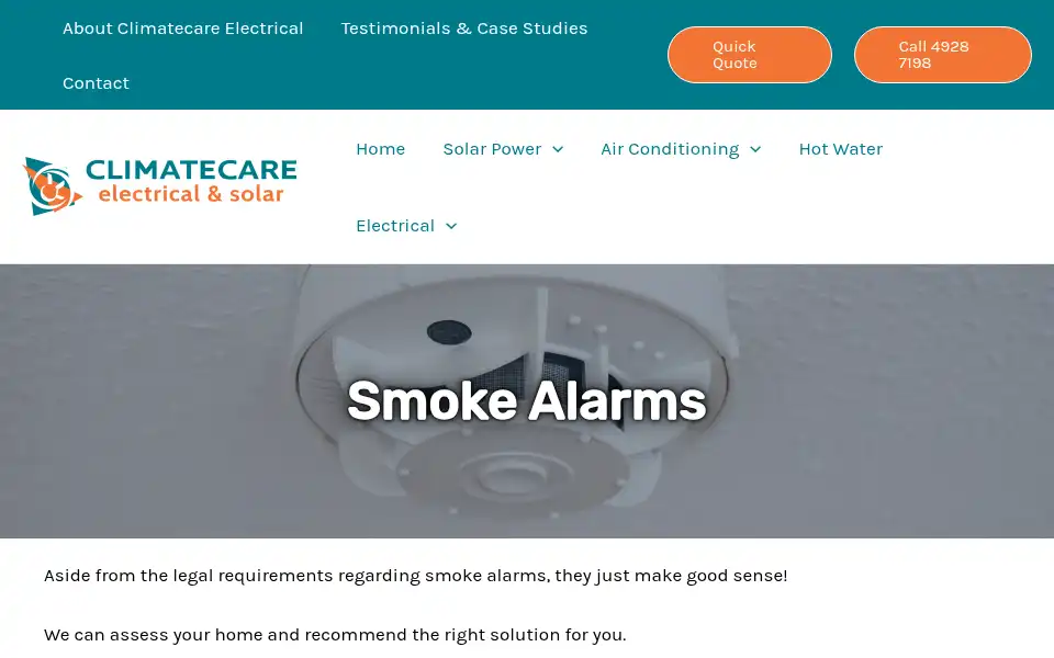 Screenshot of climatecareelectrical.com.au
