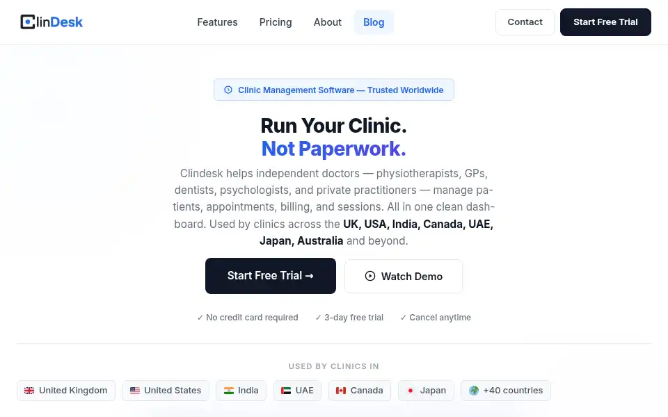Screenshot of clindeskapp.com