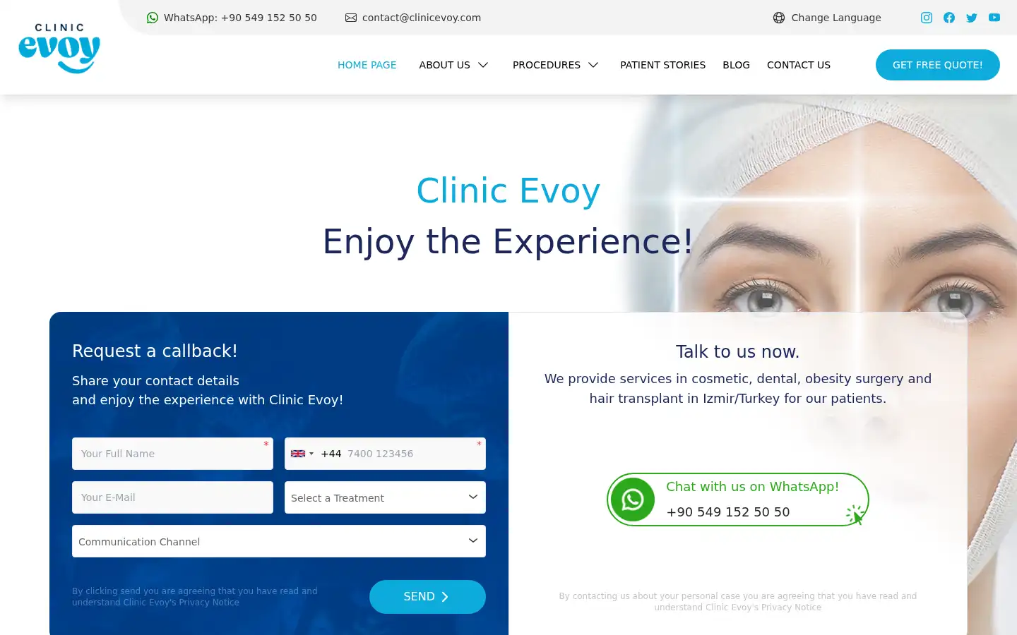 Screenshot of clinicevoy.com