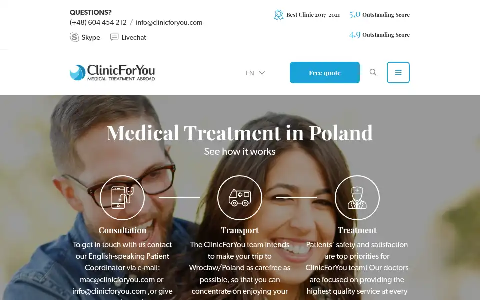 Screenshot of clinicforyou.com