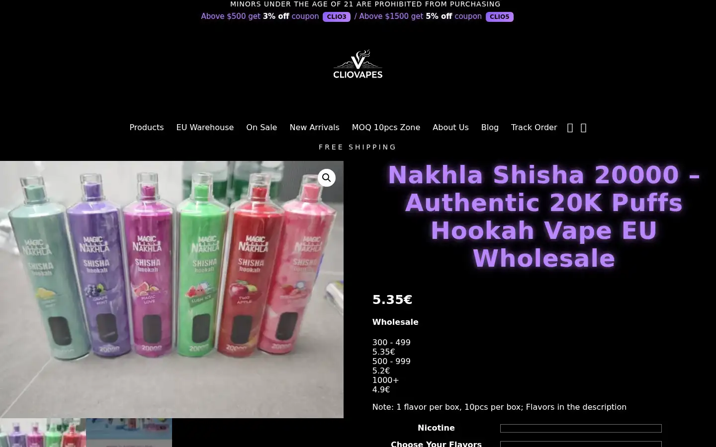 Screenshot of cliovapes.com