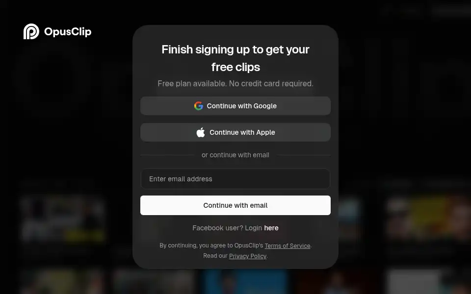 Screenshot of clip.opus.pro