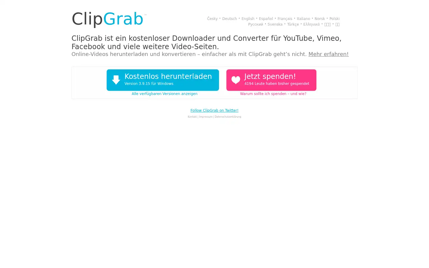 Screenshot of clipgrab.de