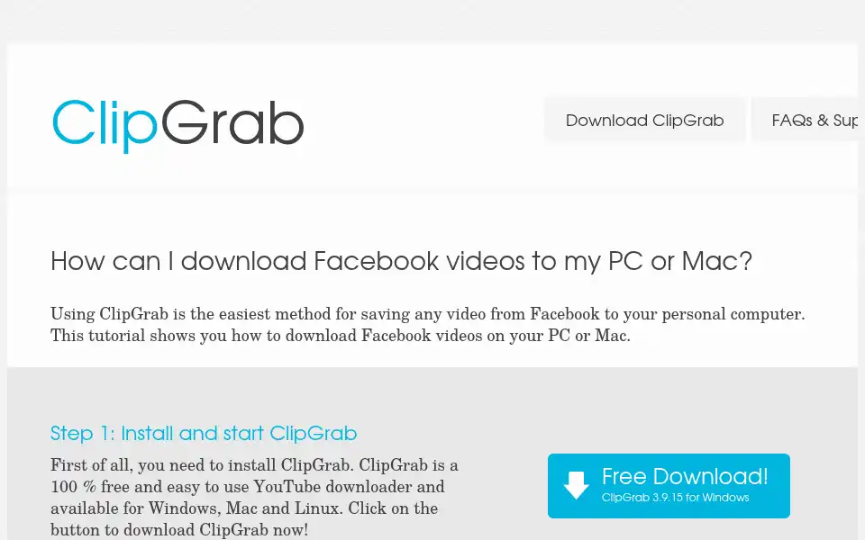 Screenshot of clipgrab.org