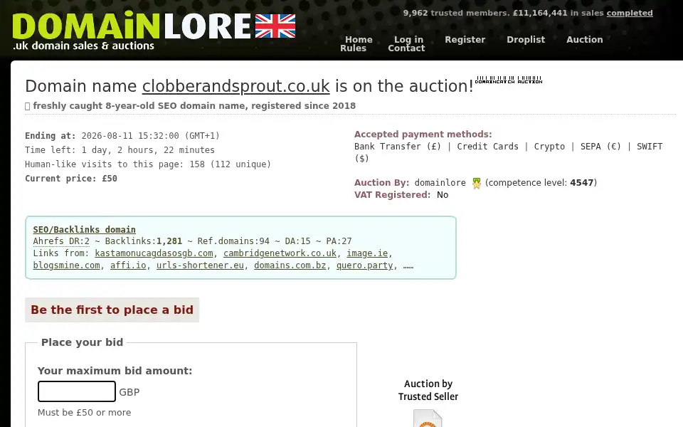 Screenshot of clobberandsprout.co.uk