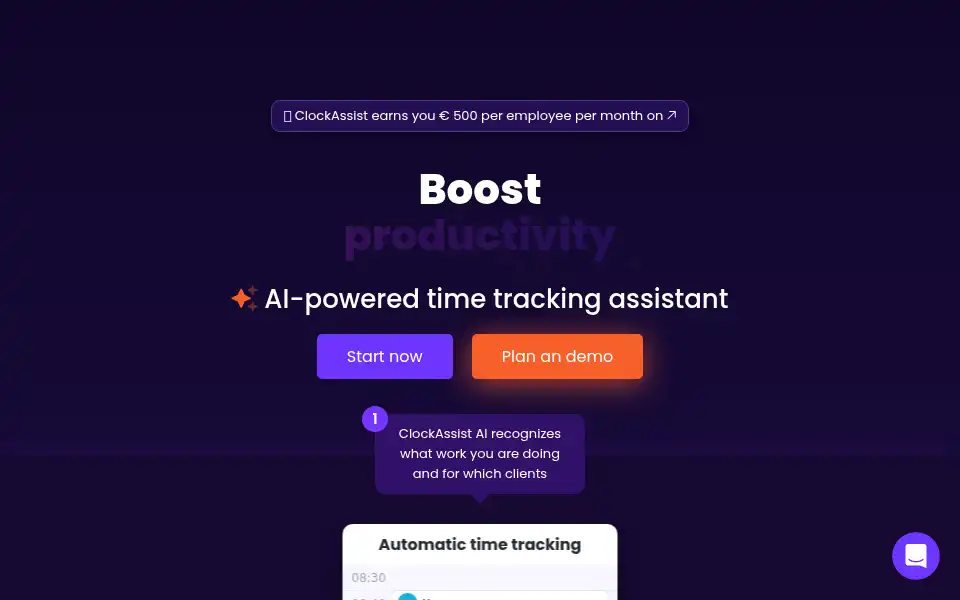 Screenshot of clockassist.com