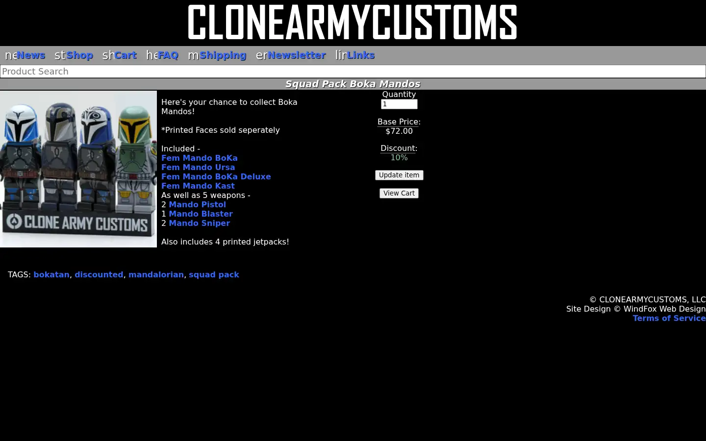 Screenshot of clonearmycustoms.com