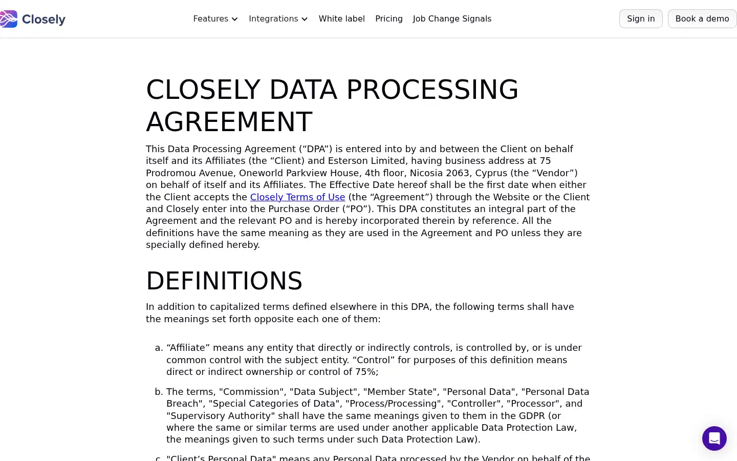Screenshot of closelyhq.com