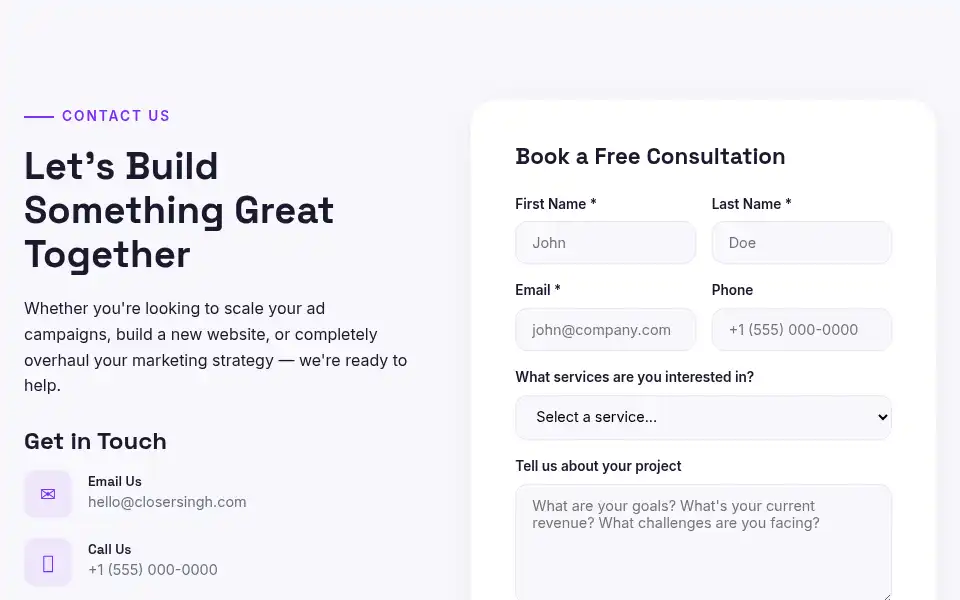 Screenshot of closersingh.com