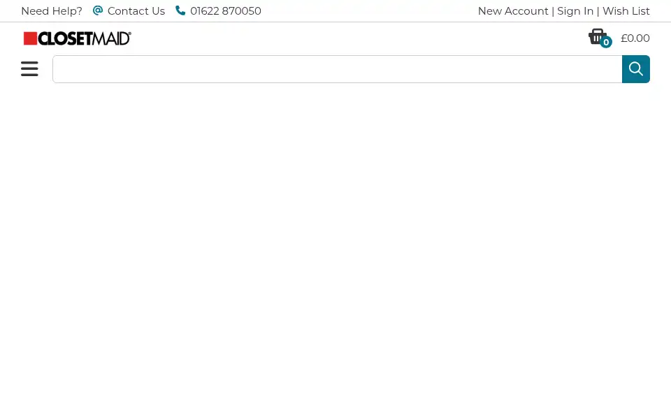 Screenshot of closetmaid.co.uk
