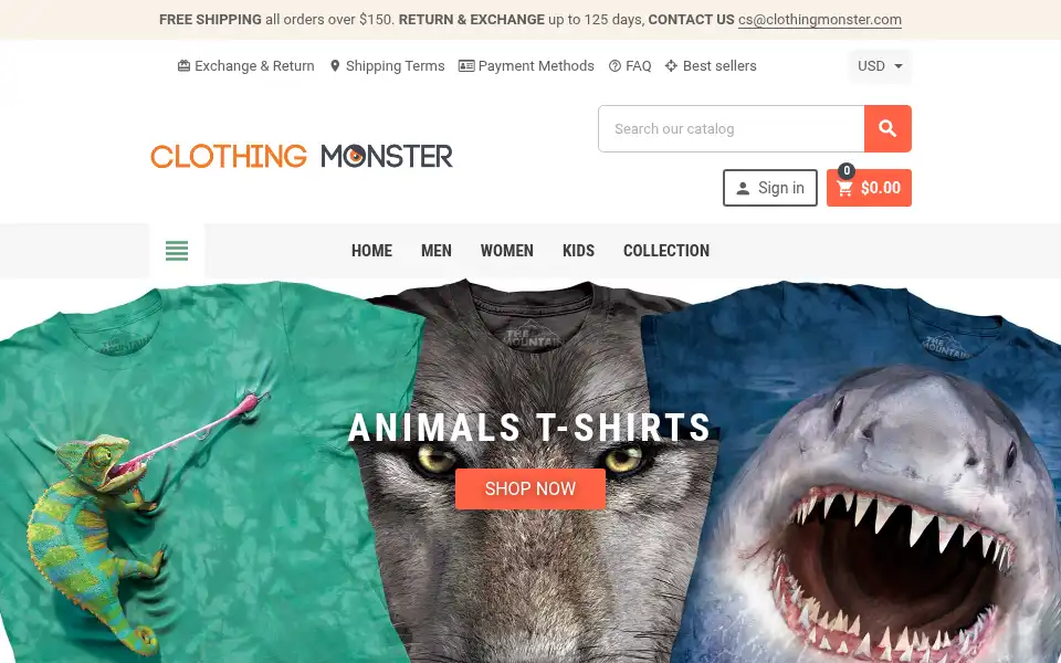 Screenshot of clothingmonster.com