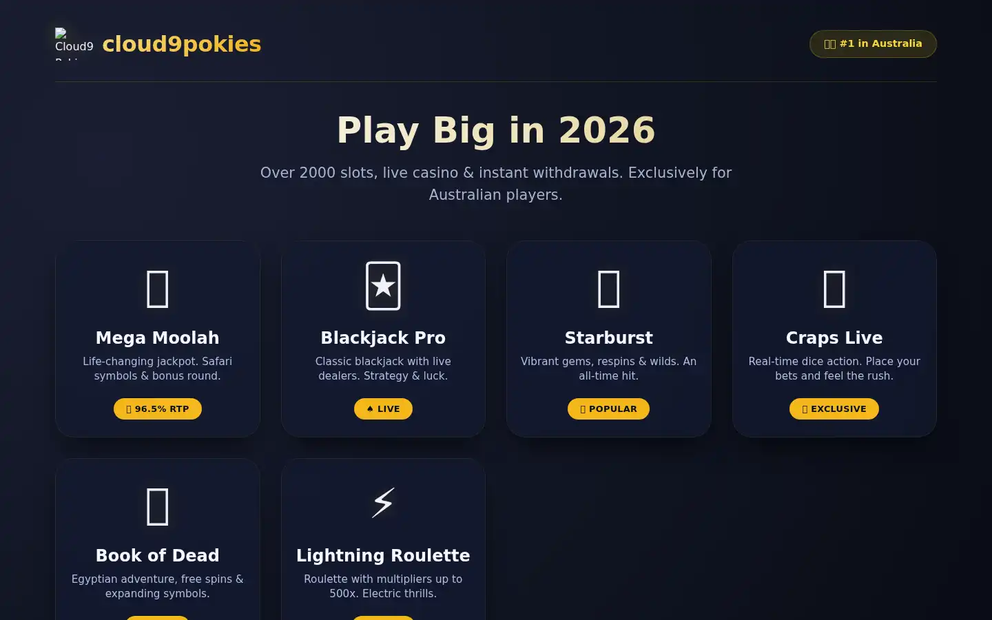 Screenshot of cloud-9pokies.com