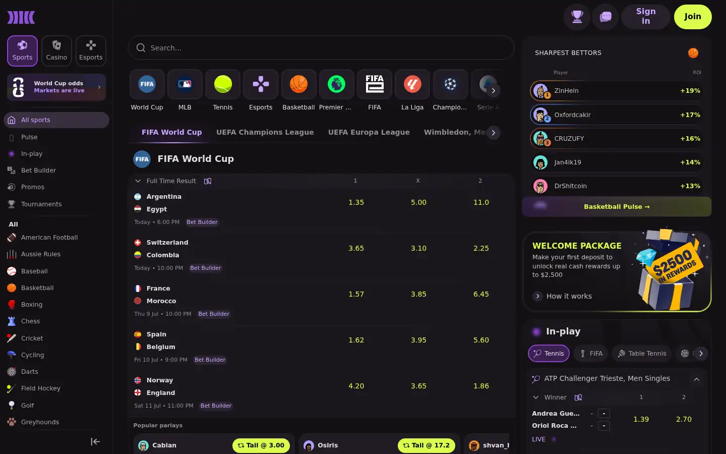 Screenshot of cloudbet.com