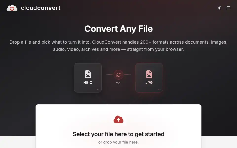 Screenshot of cloudconvert.com