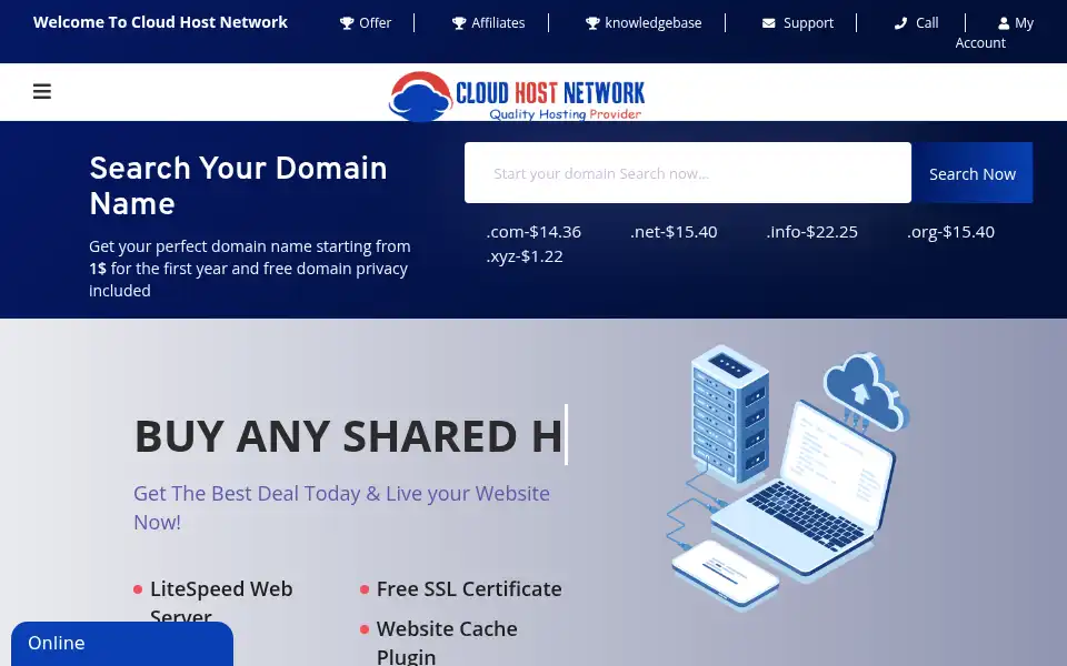 Screenshot of cloudhostnetwork.com