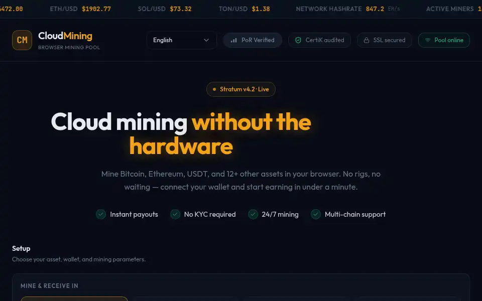 Screenshot of cloudminer.live