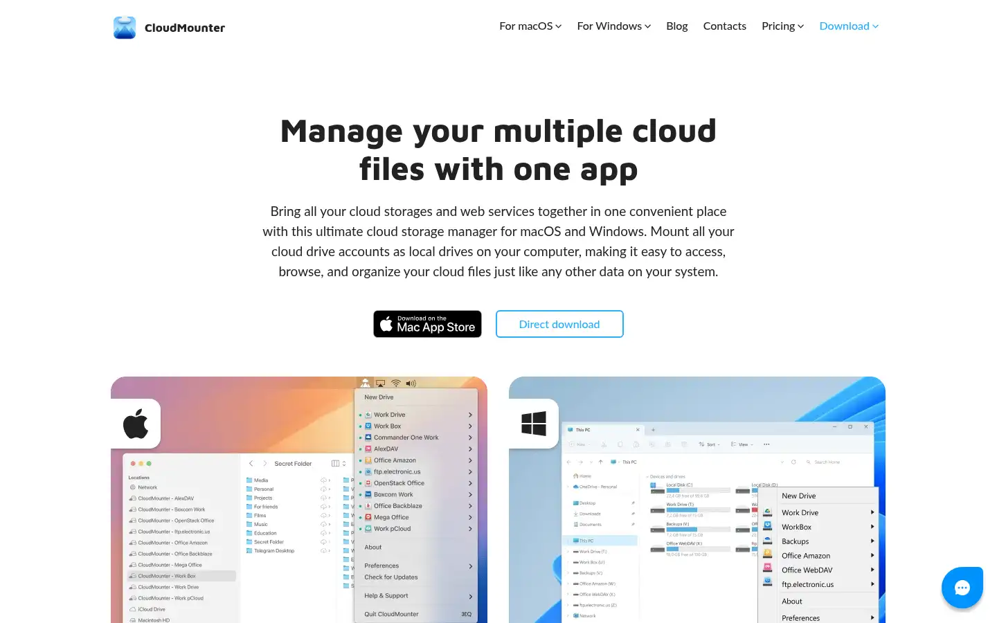 Screenshot of cloudmounter.net