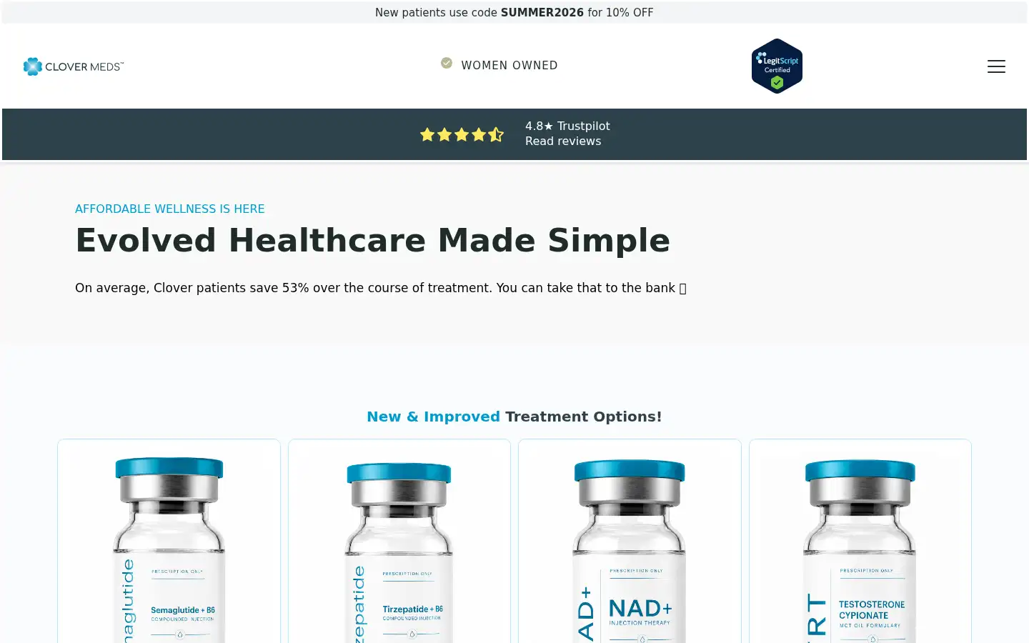 Screenshot of clovermeds.com
