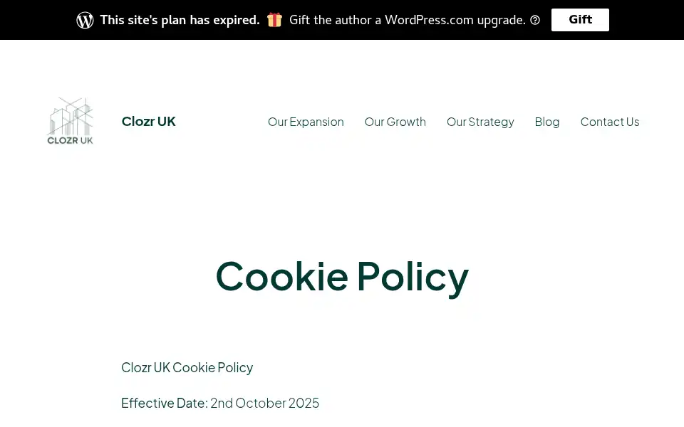 Screenshot of clozruk.co.uk
