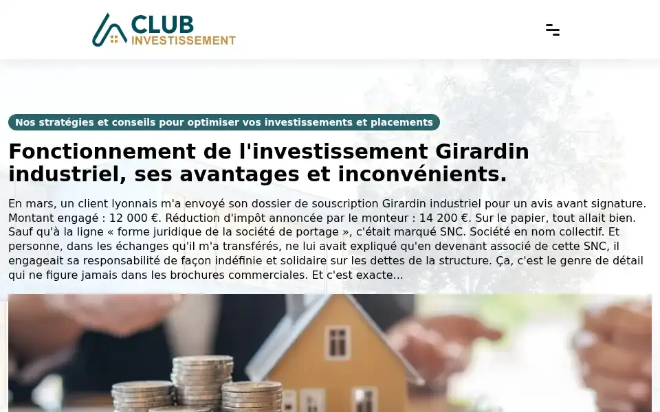 Screenshot of club-investissement.com