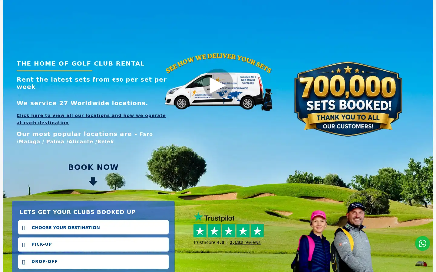 Screenshot of clubstohire.com
