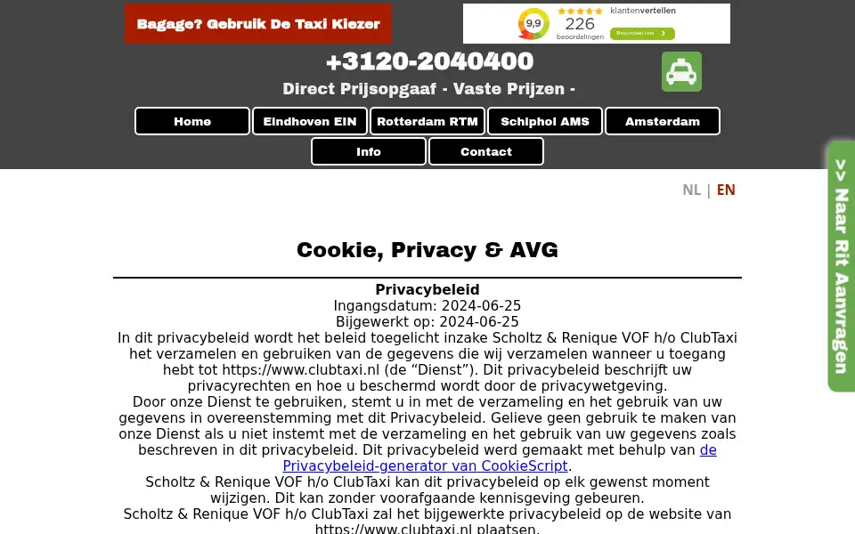 Screenshot of clubtaxi.com