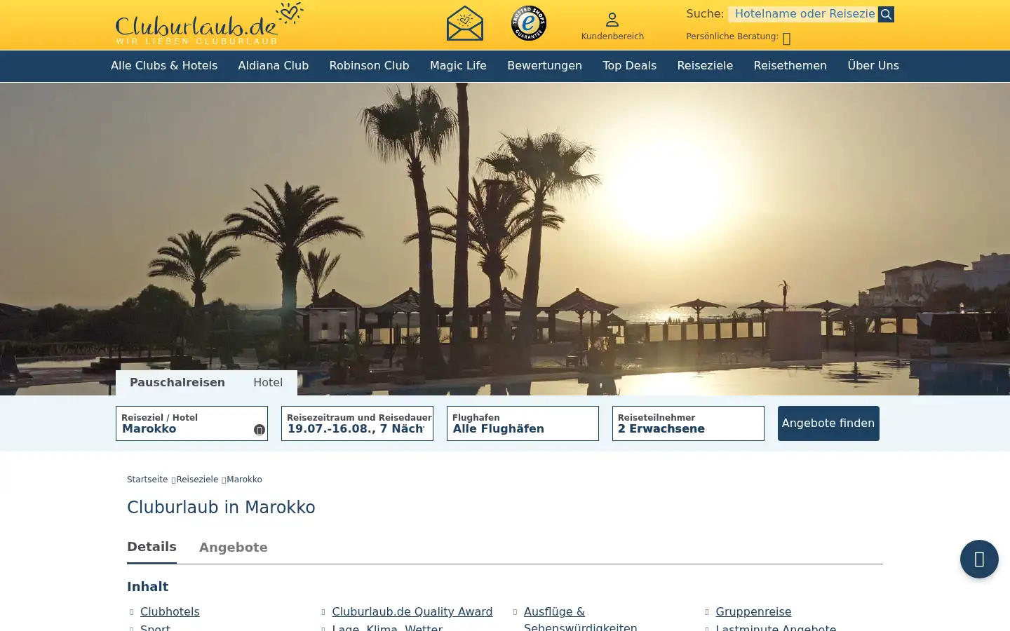 Screenshot of cluburlaub.de