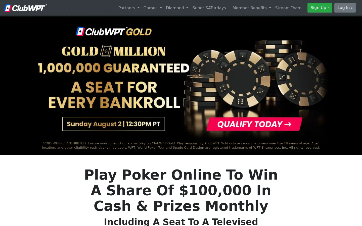 Screenshot of clubwpt.com
