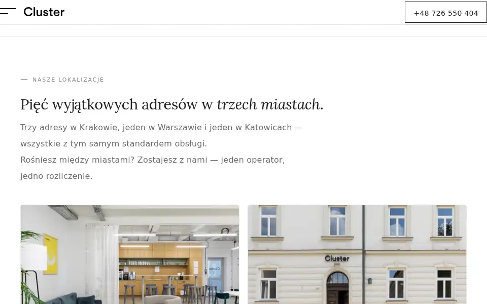 Screenshot of clusteroffices.com