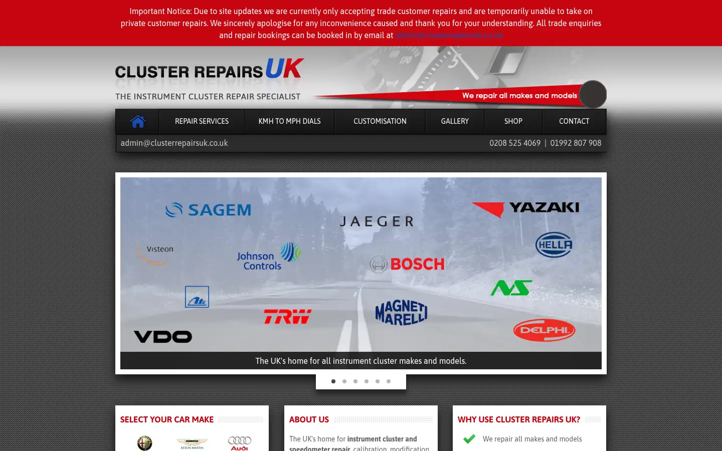 Screenshot of clusterrepairsuk.co.uk