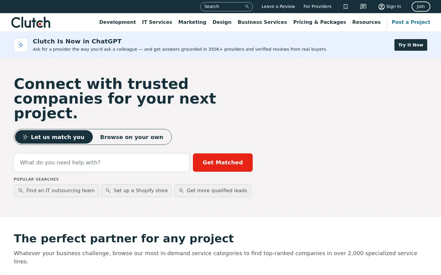 Screenshot of clutch.co