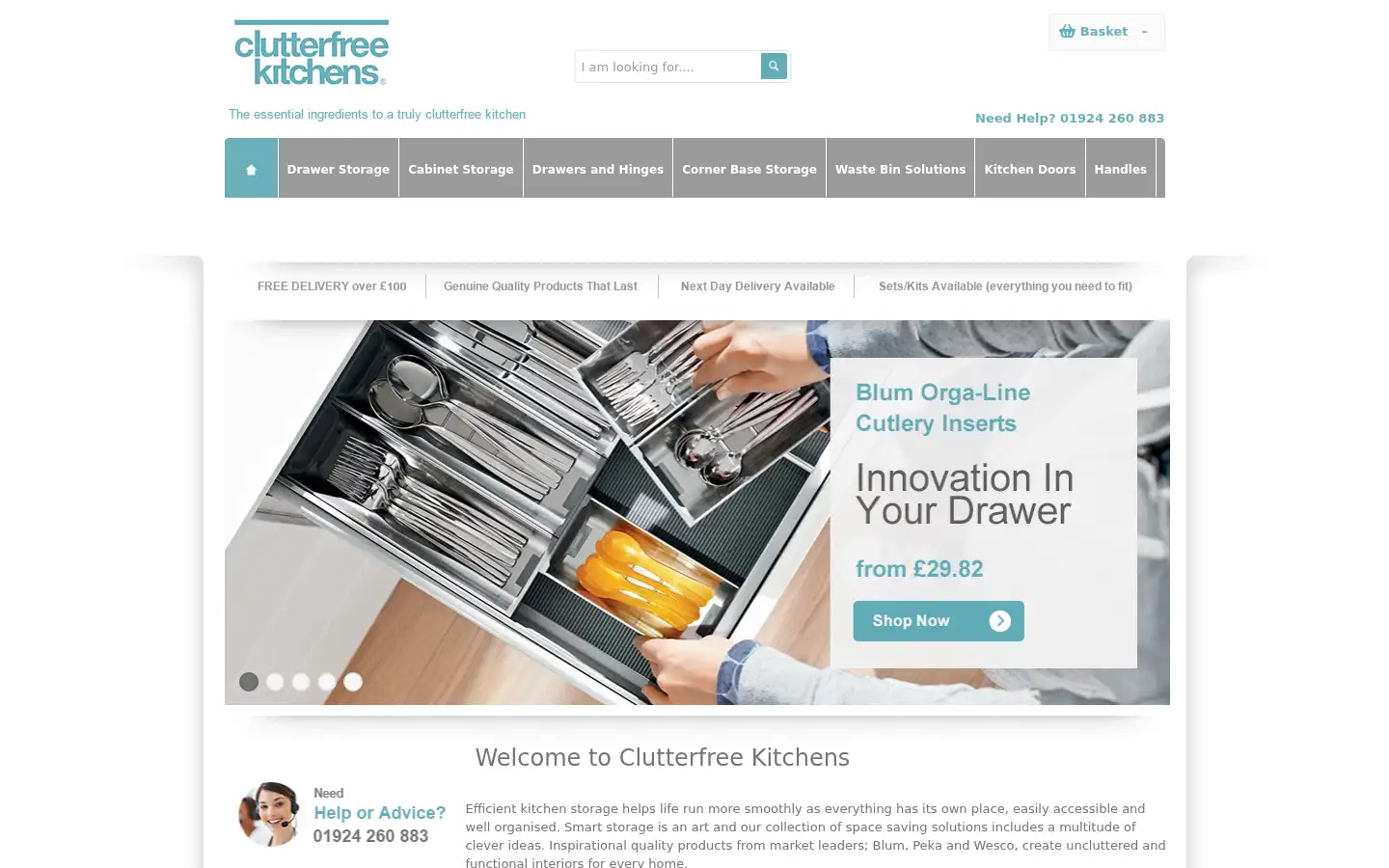 Screenshot of clutterfreekitchens.co.uk