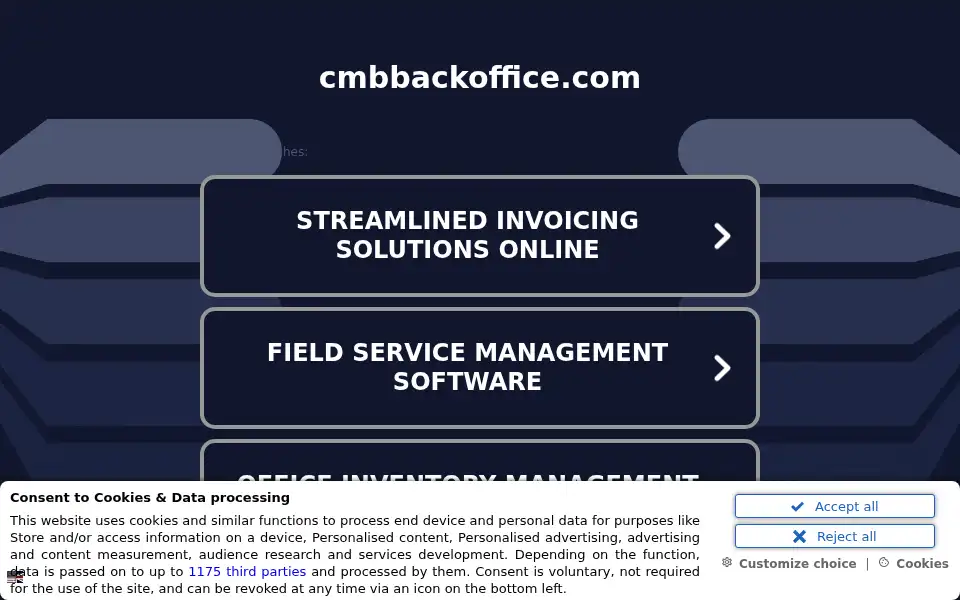 Screenshot of cmbbackoffice.com