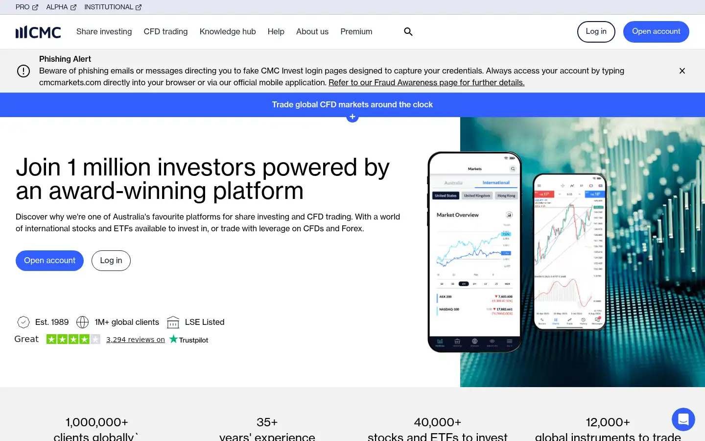 Screenshot of cmcmarkets.com.au
