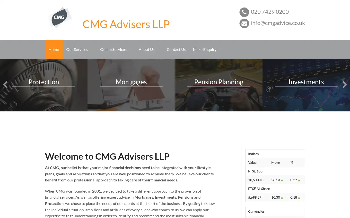 Screenshot of cmgadvice.co.uk