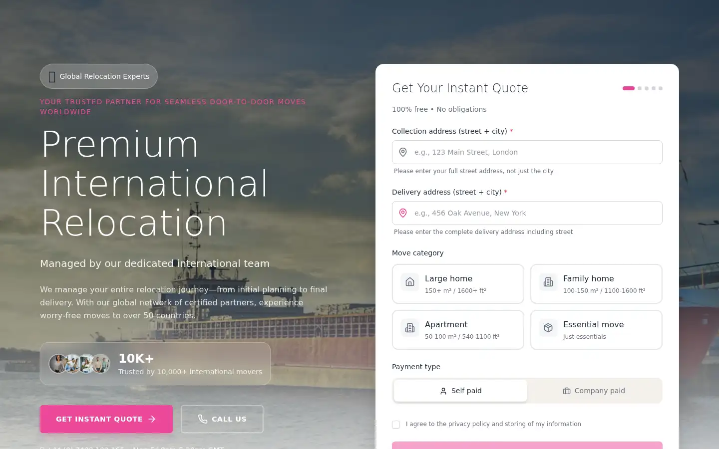 Screenshot of cmginternationalmoving.com