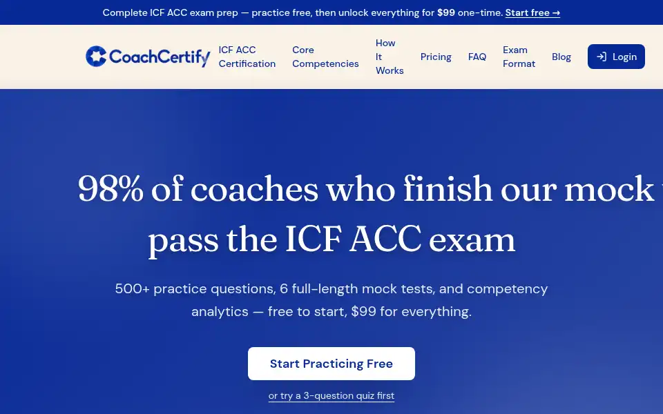 Screenshot of coachcertify.com