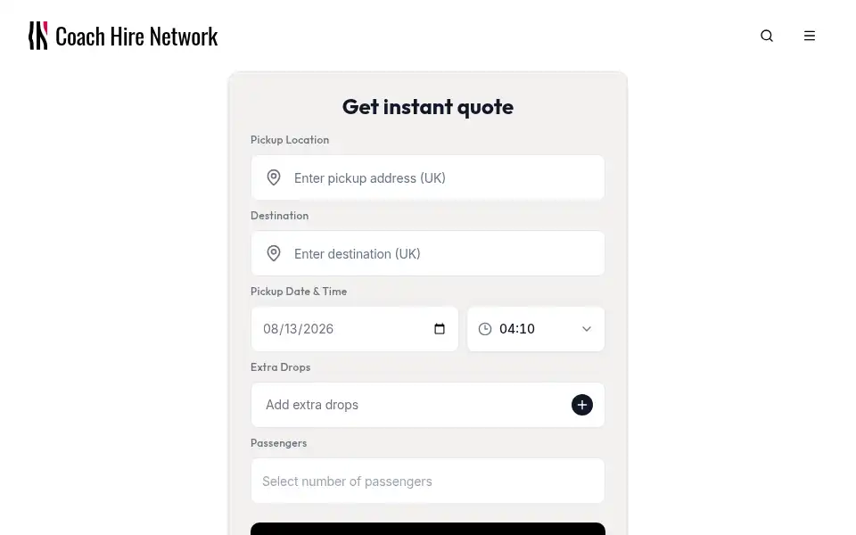Screenshot of coachhirenetwork.co.uk