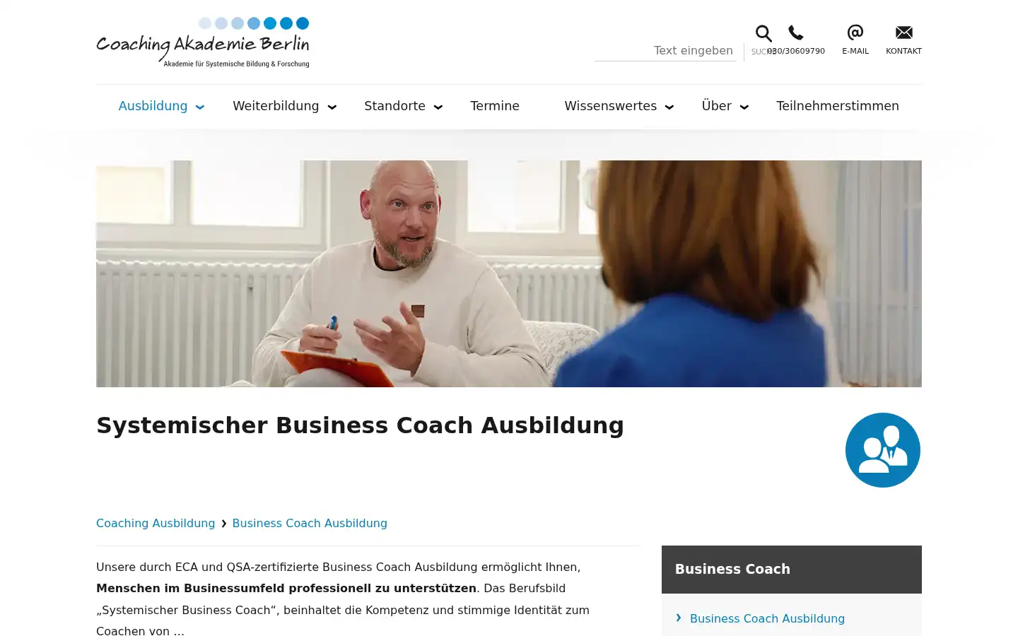 Screenshot of coachingakademie-berlin.de