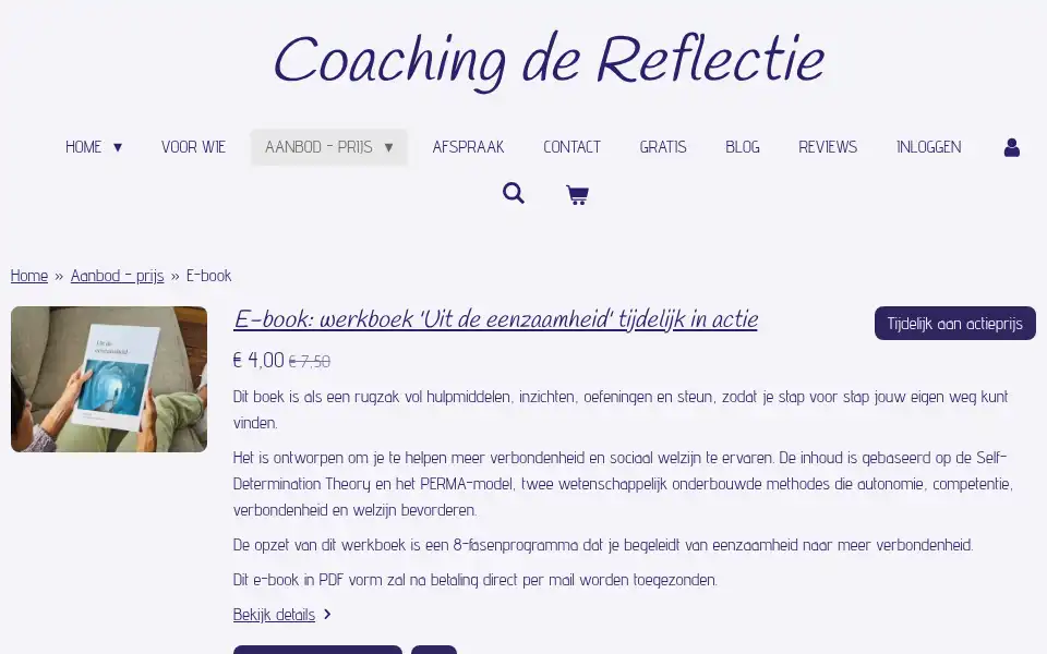 Screenshot of coachingdereflectie.be