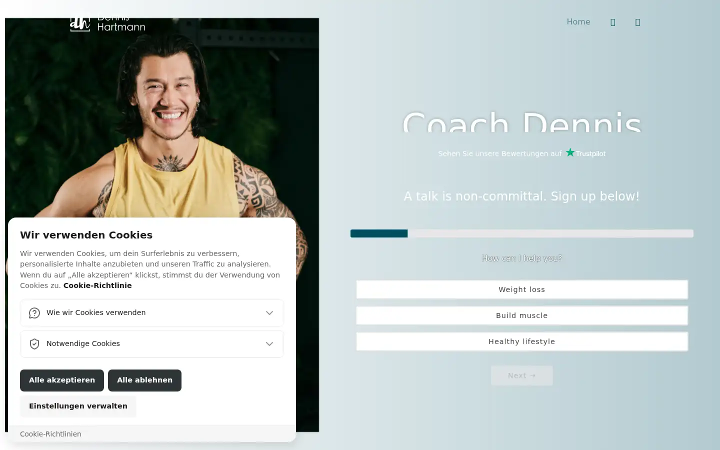 Screenshot of coachingmitdennis.de