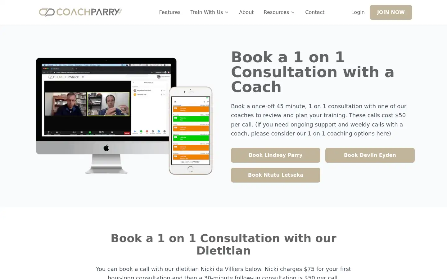 Screenshot of coachparry.com