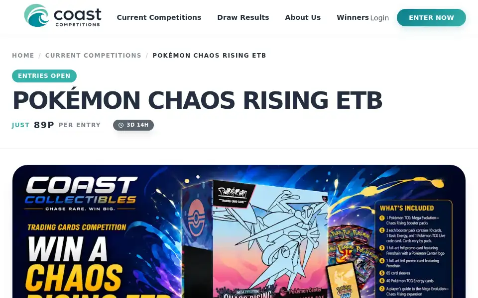 Screenshot of coastcompetitions.com
