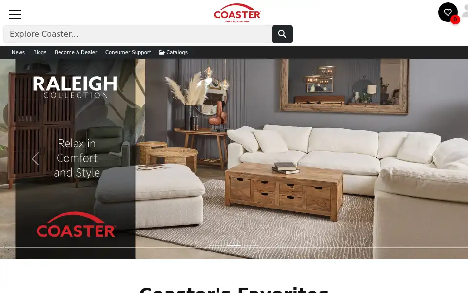 Screenshot of coasterfurniture.com