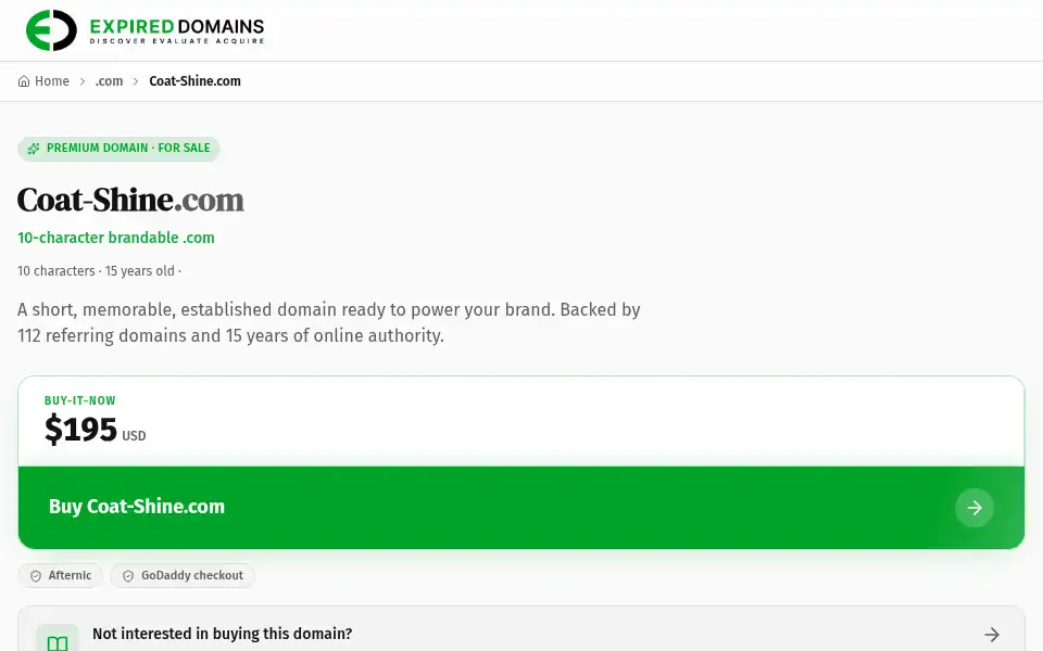 Screenshot of coat-shine.com
