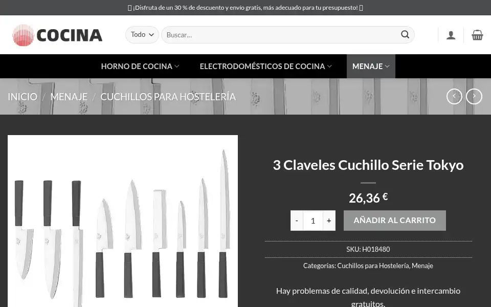 Screenshot of cocinadescuento.com