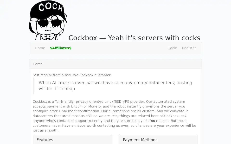 Screenshot of cockbox.org